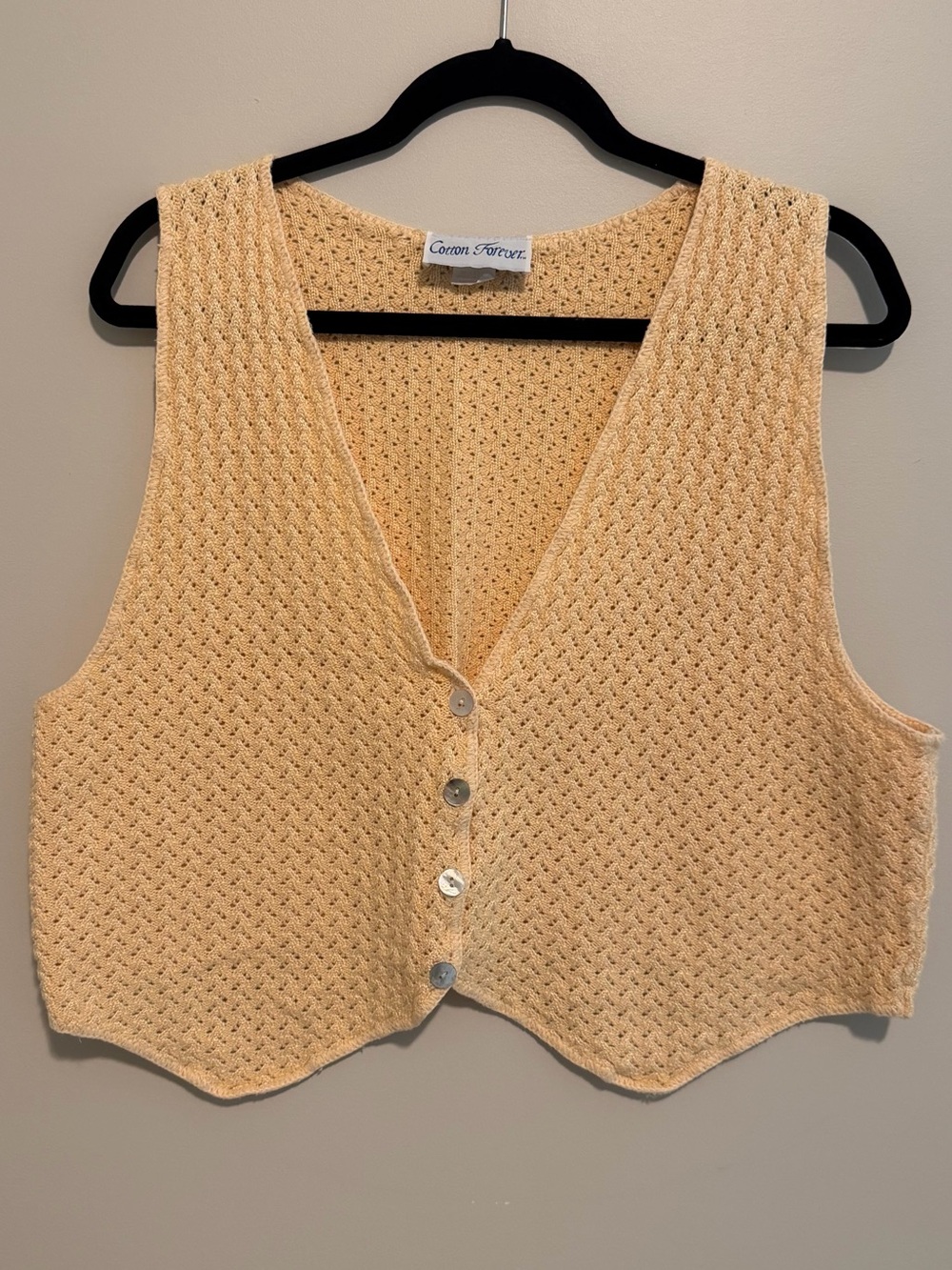 Forever Cotton Peach Knit Button-Front Tank